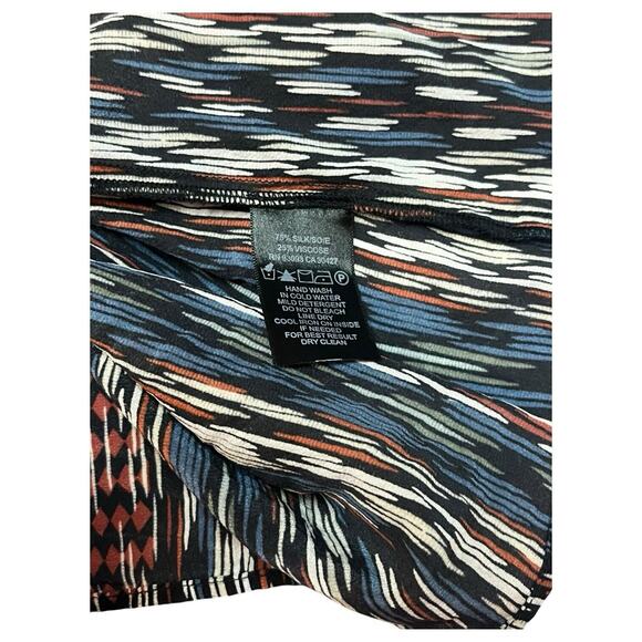 Nic Zoe Top Womens L Silk Short Sleeve Scoop Neck Geometric Slinky Multi - Picture 9 of 10